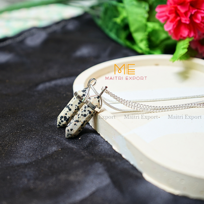 Natural Crystal Stones double point Silver Cap pendant-Maitri Export | Crystals Store