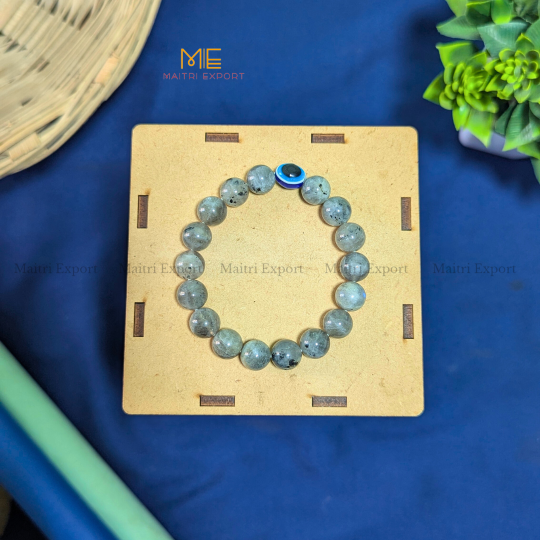 10mm Round beads Healing Crystals with Evil Eye Bracelet-Labradorite Star-Maitri Export | Crystals Store