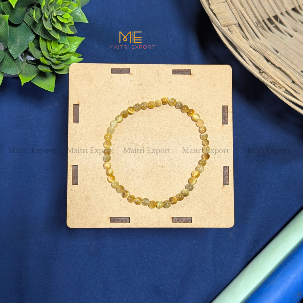 4mm crystal round beads stretchable bracelet.-Yellow Cat Eye-Maitri Export | Crystals Store