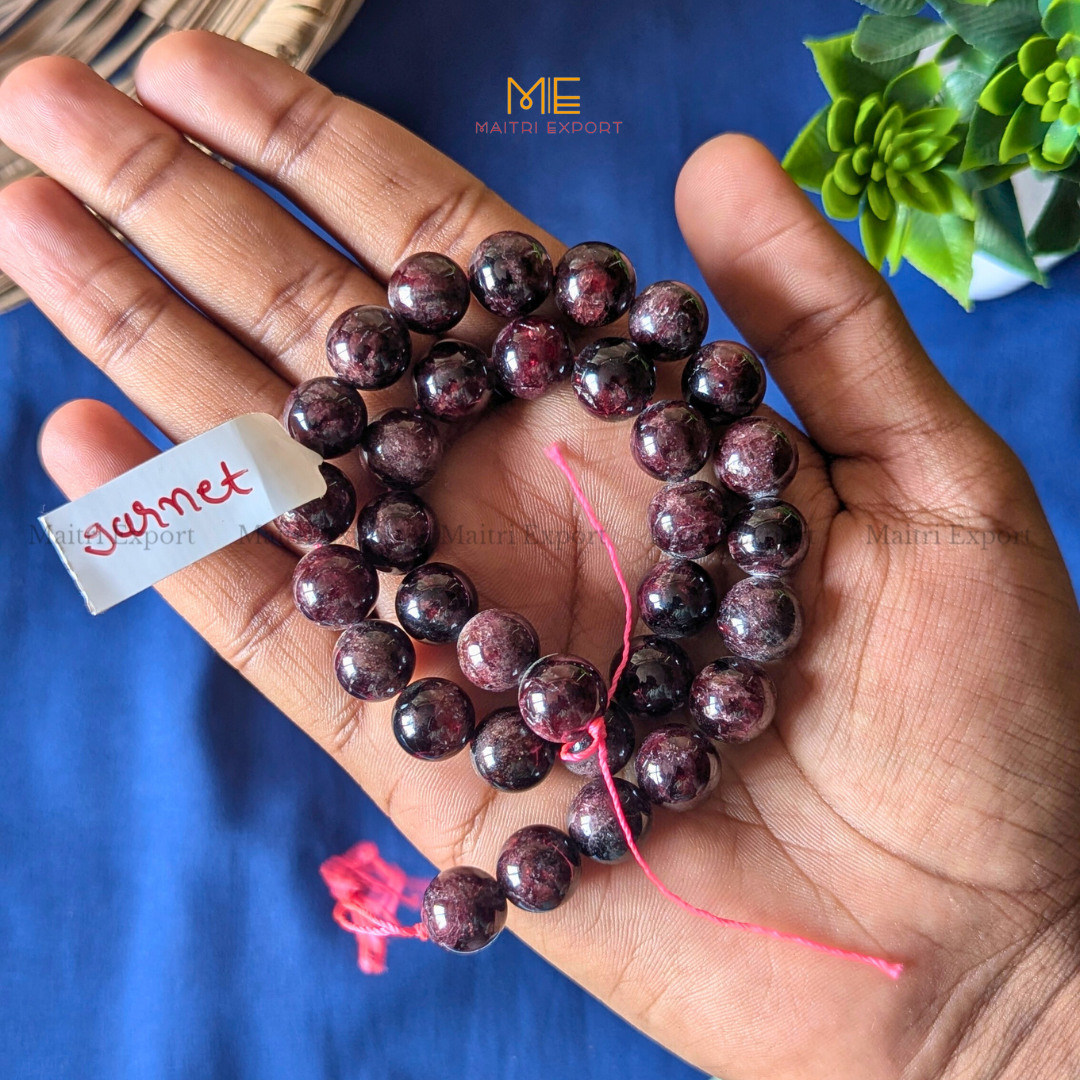12mm natural crystal healing stone loose beads line ( 28-30 beads per line )-Garnet-Maitri Export | Crystals Store