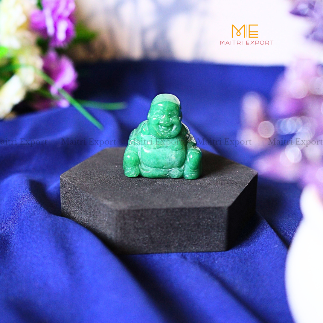 1.5 Inch Laughing Buddha Natural Crystal Handcrafted Figurine / Carving-Green Jade-Maitri Export | Crystals Store