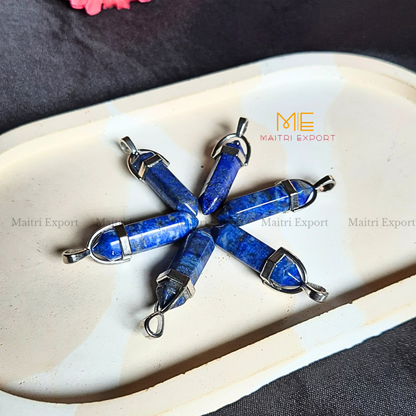 Natural Crystal Stones double point Silver Cap pendant-Maitri Export | Crystals Store