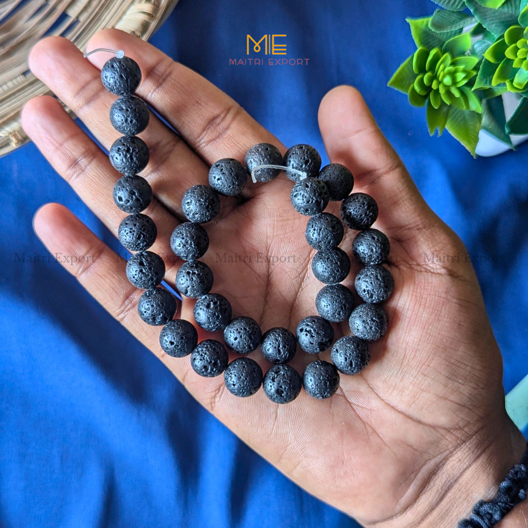 12mm natural crystal healing stone loose beads line ( 28-30 beads per line )-Lava-Maitri Export | Crystals Store