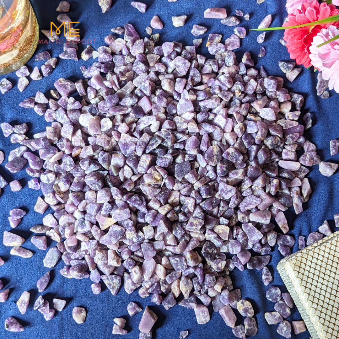 7 To 9 mm Loose Chips-Lapidolite-500 gm-Maitri Export | Crystals Store
