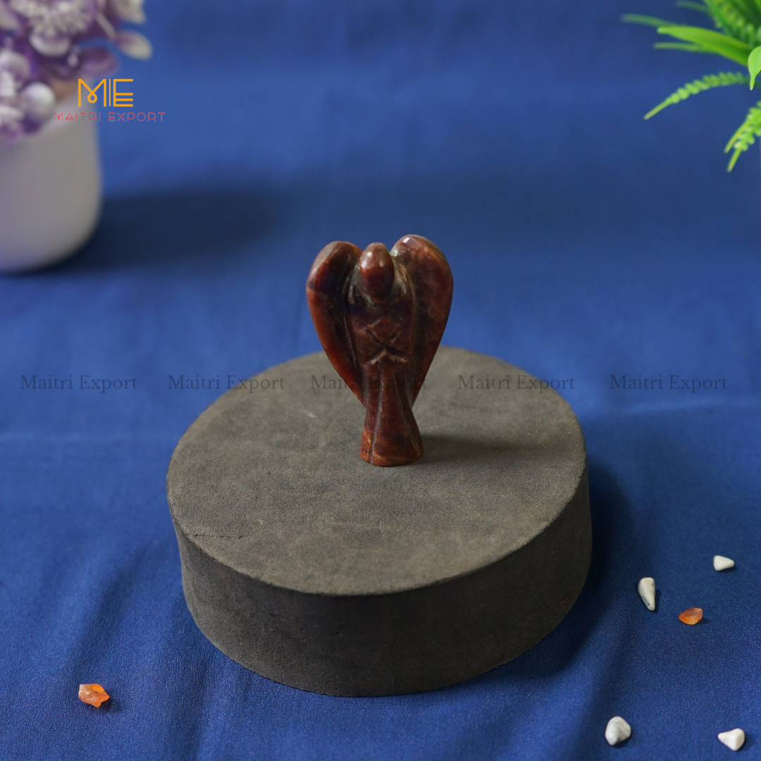 Natural Crystal stone Guardian angel figurine ( 2 inch )-Garnet-Maitri Export | Crystals Store
