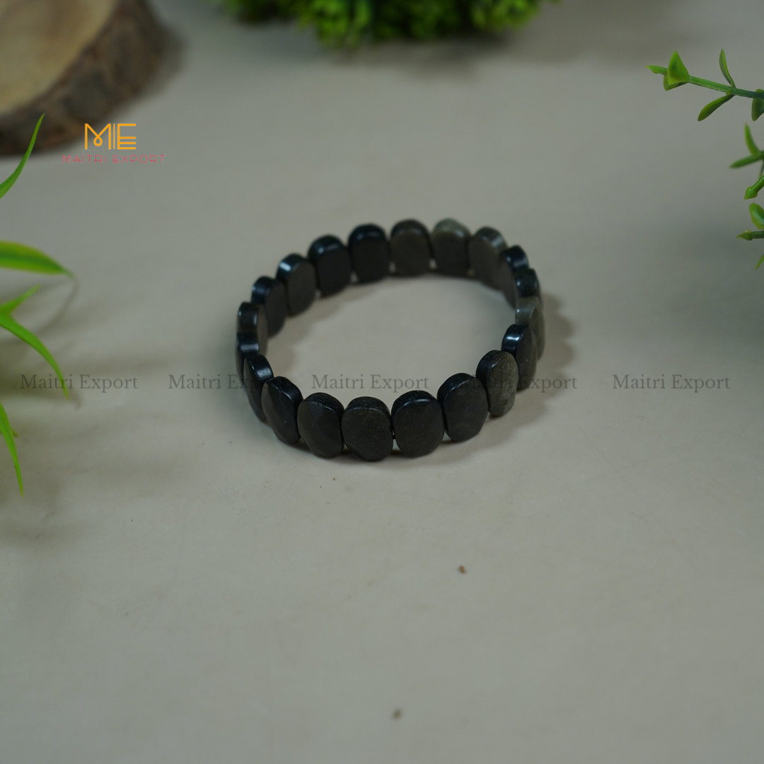 Oval Shape Faceted Crystal Beads bracelet-Black Golden Obsidian-Maitri Export | Crystals Store