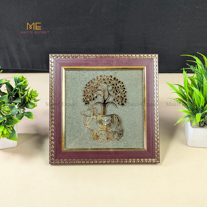 Pyrite Frame 6x6 inch ( frame design can vary )-Tree of life With Nandi-Maitri Export | Crystals Store