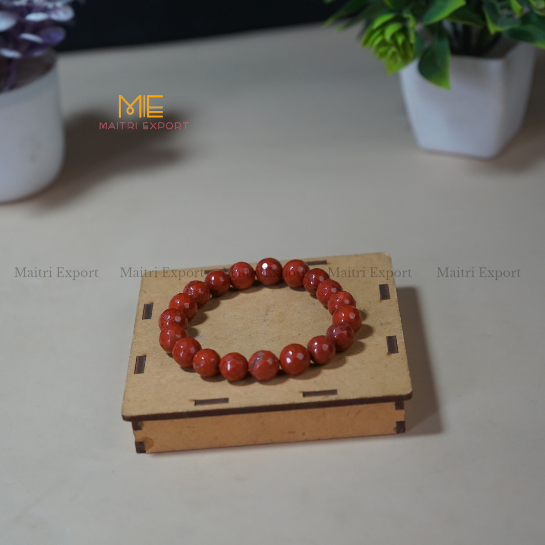 10mm crystal round beads Faceted Bracelet-Red jasper-Maitri Export | Crystals Store