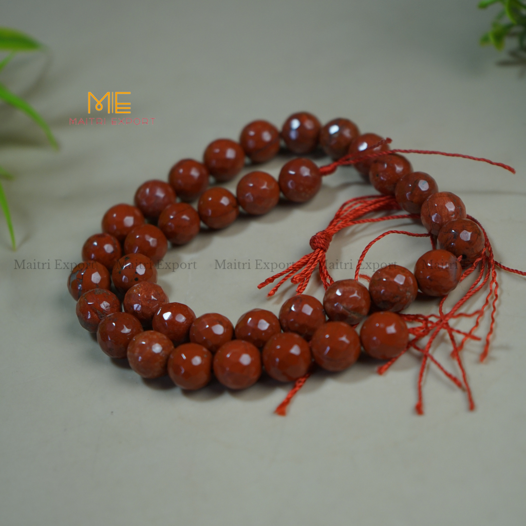 Loose 10mm Crystal Beads Faceted / Diamond cut Line for Bracelets / Jewellery-Red jasper-Maitri Export | Crystals Store