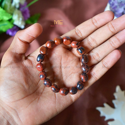 Small Tumble Crystal Beads Bracelet-Mahogany Obsidian-Maitri Export | Crystals Store