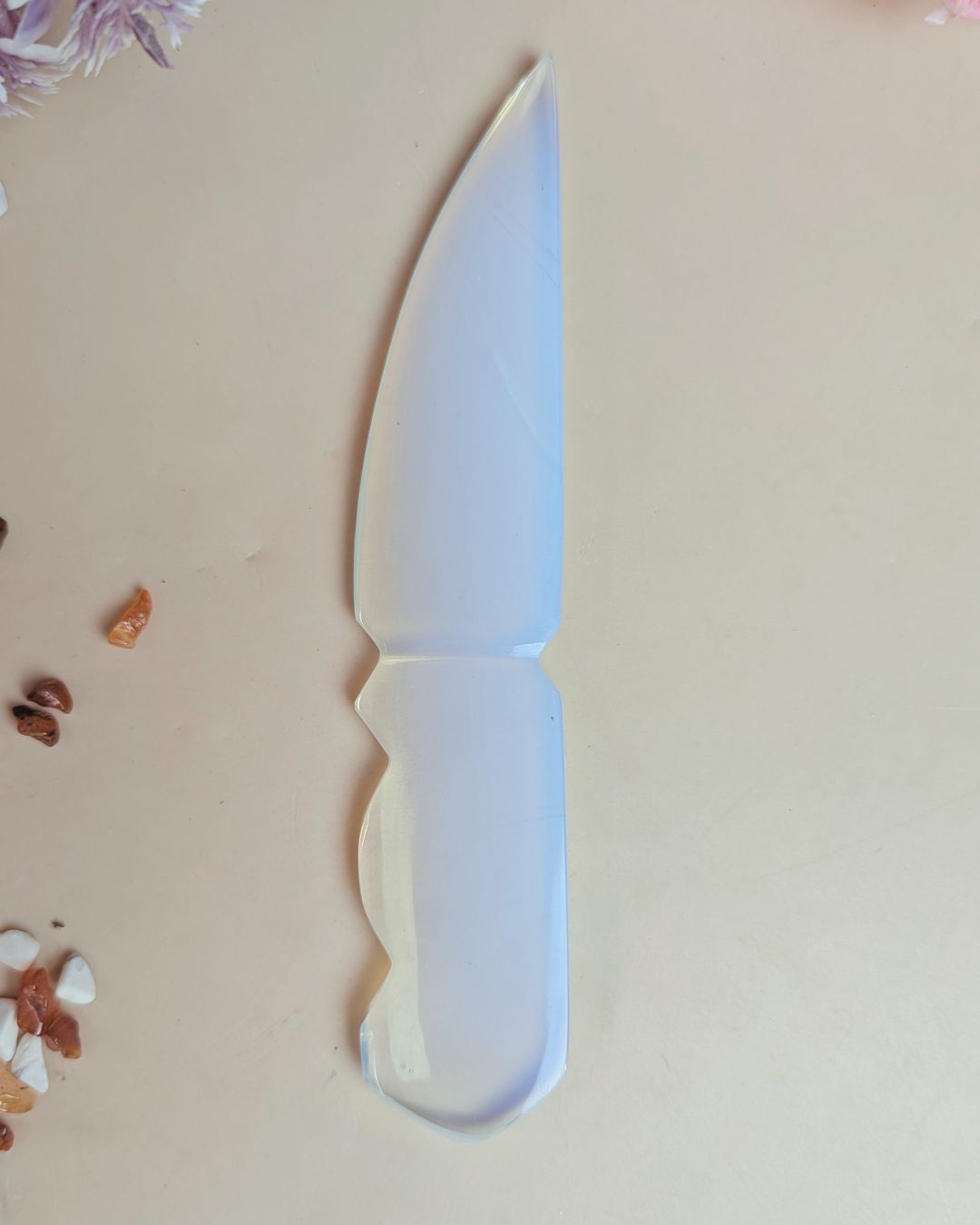 Selenite / black / opalite 6 Inch Knife-Opal-1-Maitri Export | Crystals Store
