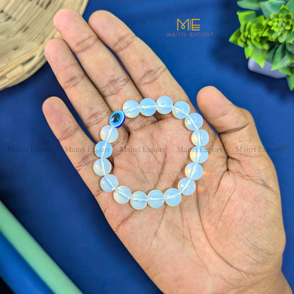 10mm Round beads Healing Crystals with Evil Eye Bracelet-Opal-Maitri Export | Crystals Store