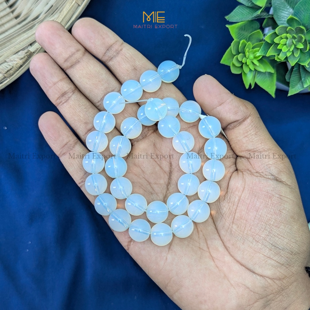 12mm natural crystal healing stone loose beads line ( 28-30 beads per line )-Opal-Maitri Export | Crystals Store