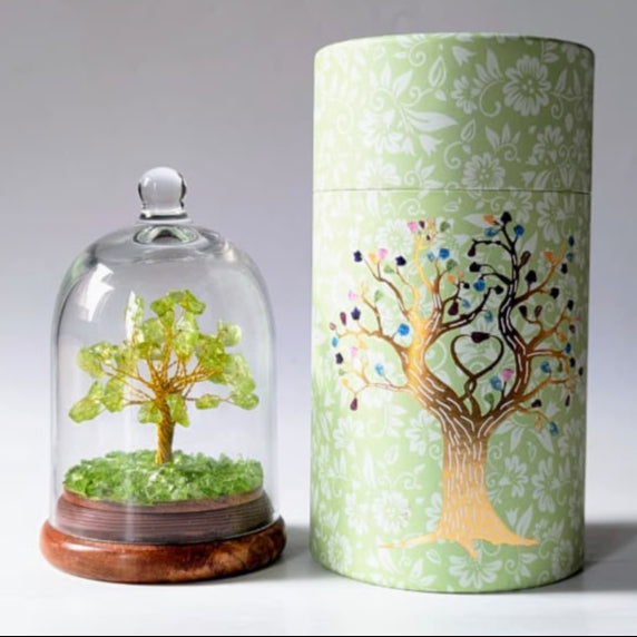 Natural crystal stone dome wish tree with premium box-Peridot-Maitri Export | Crystals Store