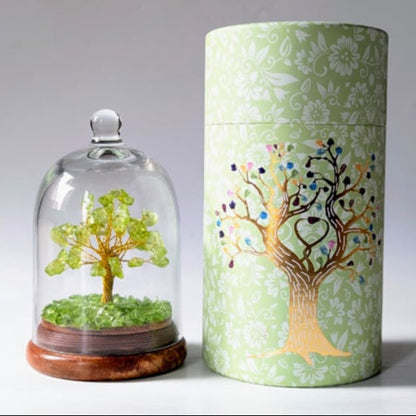 Natural crystal stone dome wish tree with premium box-Peridot-Maitri Export | Crystals Store