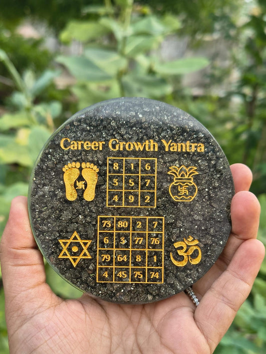 career growth yantra pyrite orgon plate ( 3 inch )-Maitri Export | Crystals Store