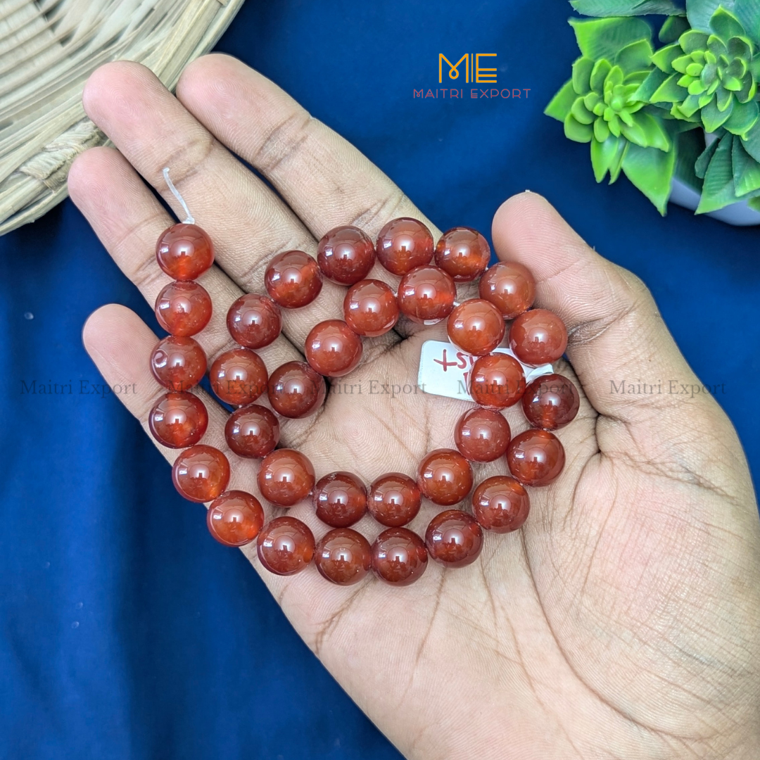 12mm natural crystal healing stone loose beads line ( 28-30 beads per line )-Red Onyx-Maitri Export | Crystals Store