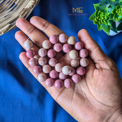 12mm natural crystal healing stone loose beads line ( 28-30 beads per line )-Rhodochrosite-Maitri Export | Crystals Store