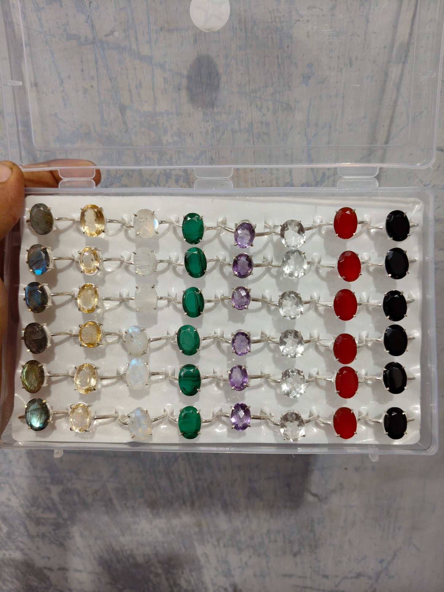 Diamond cut oval rings-Maitri Export | Crystals Store