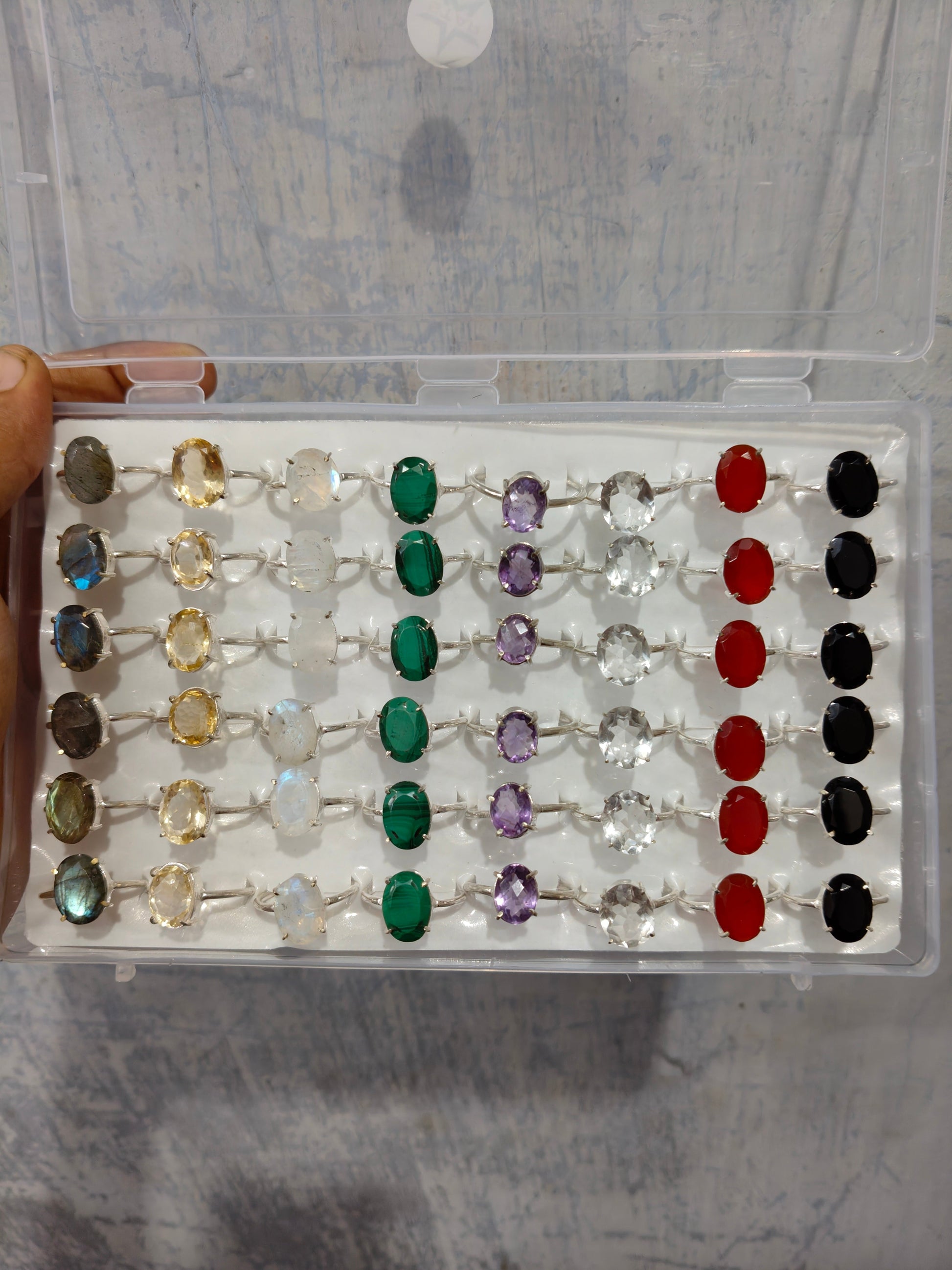 Diamond cut oval rings-Maitri Export | Crystals Store