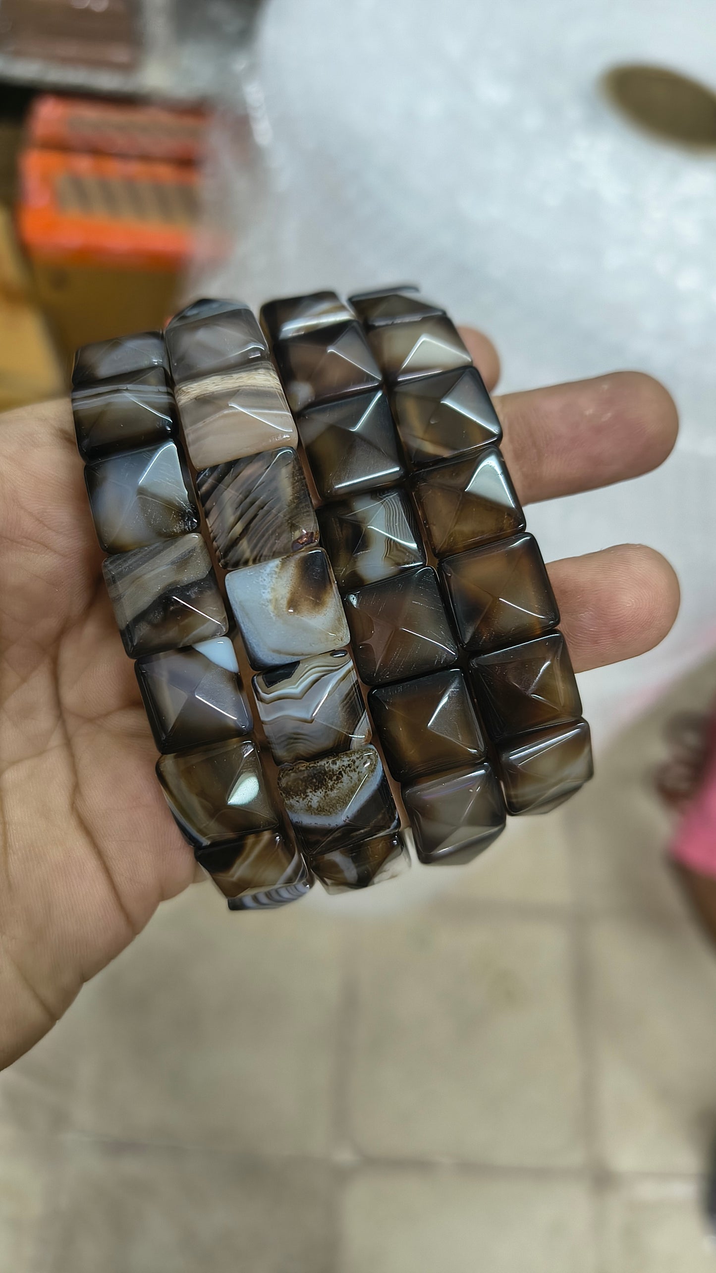 Pyramid facets square bracelet-Sulemani-Maitri Export | Crystals Store
