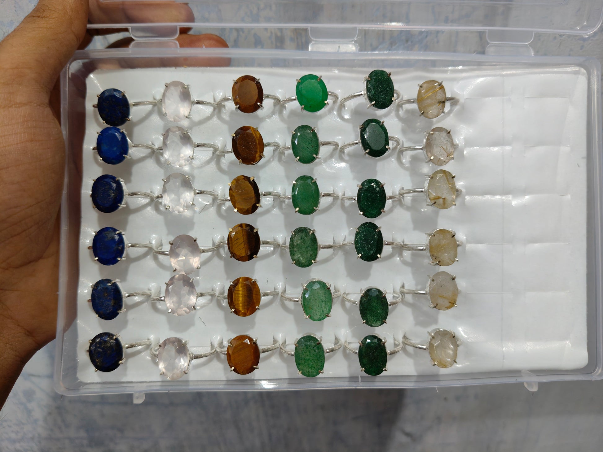 Diamond cut oval rings-Maitri Export | Crystals Store