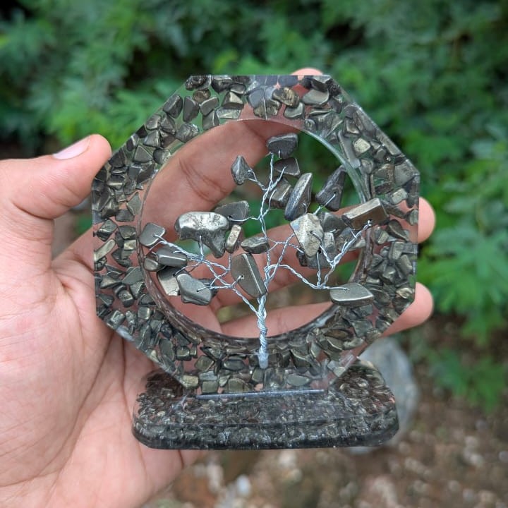 Organ tree with octagon shape and base ( 4 inch )-Pyrite-Maitri Export | Crystals Store