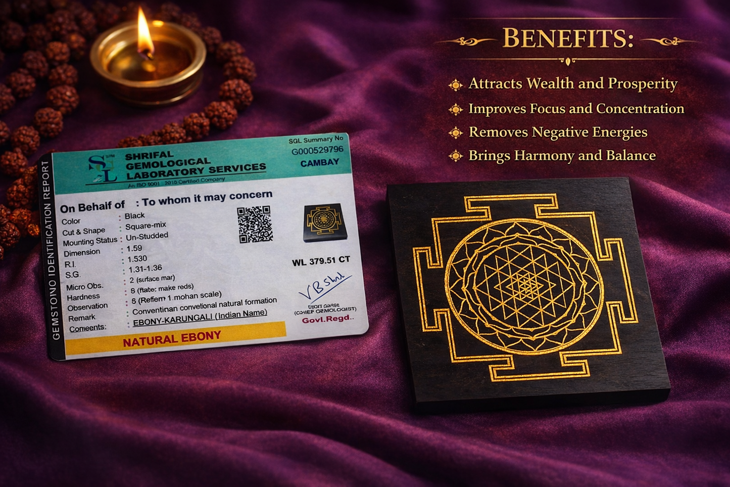 Karungali ebony wood coaster with shreeyantra-Maitri Export | Crystals Store
