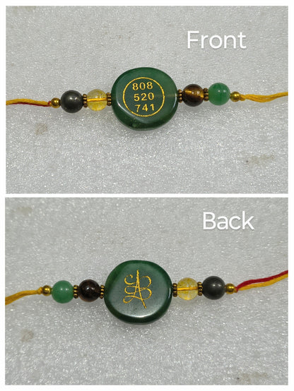 Green jade zibu money magnet rakhi-Round-Maitri Export | Crystals Store