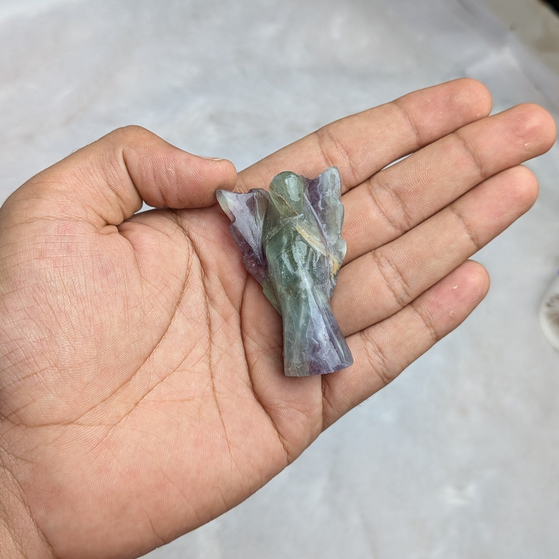 Natural crystal guardian angels with wings ( 2.5 inch )-Multi fluorite-Maitri Export | Crystals Store