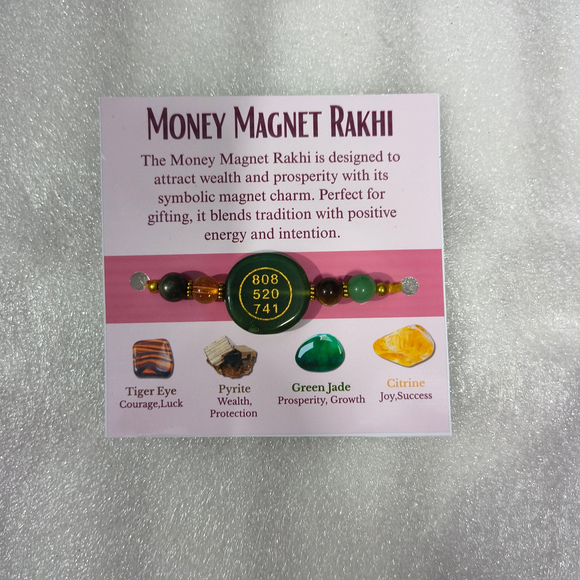 Green jade zibu money magnet rakhi-Maitri Export | Crystals Store