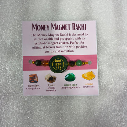 Green jade zibu money magnet rakhi-Maitri Export | Crystals Store