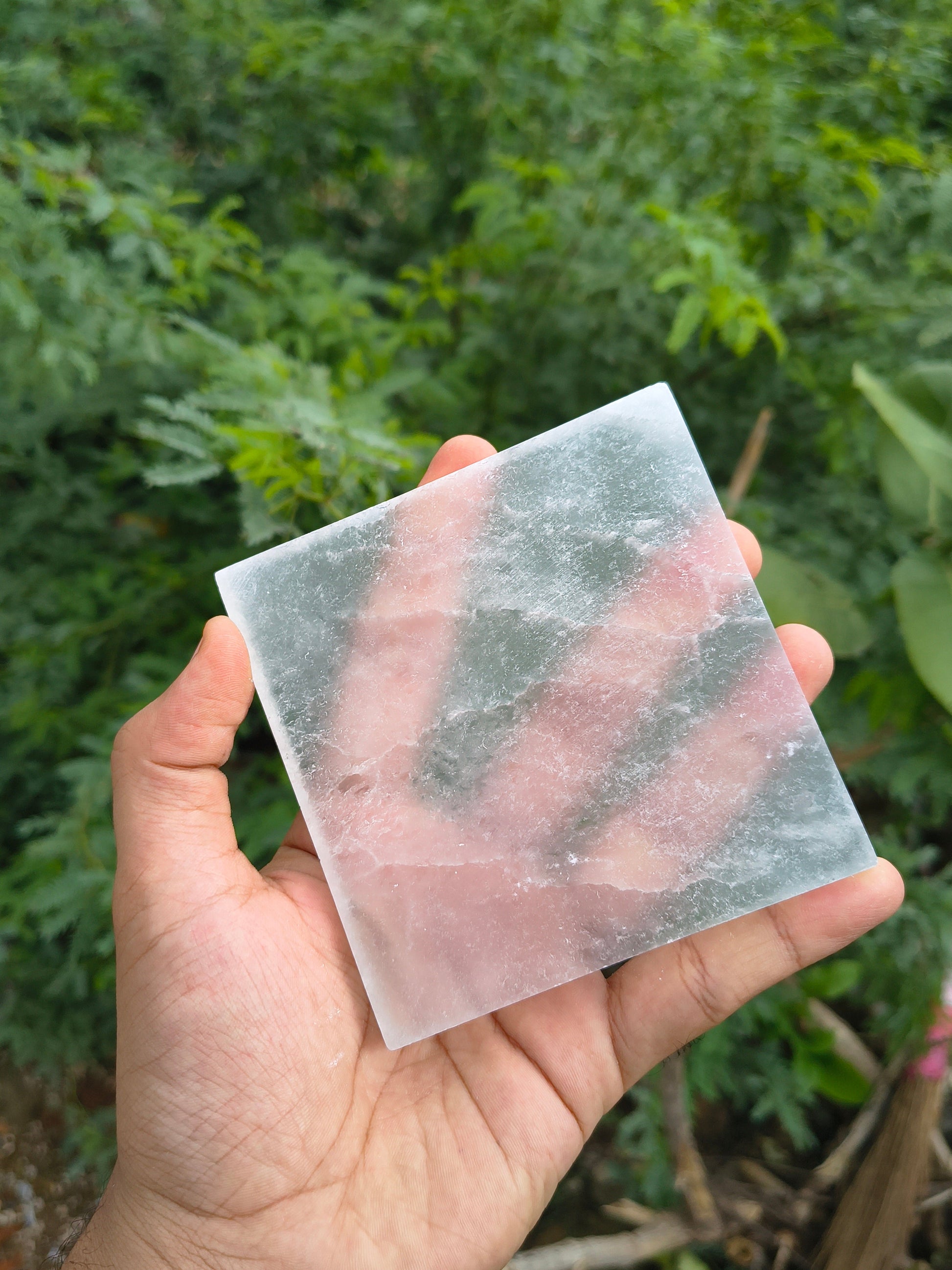 Selenite plain plates from Morocco-4 inch-Square-Maitri Export | Crystals Store