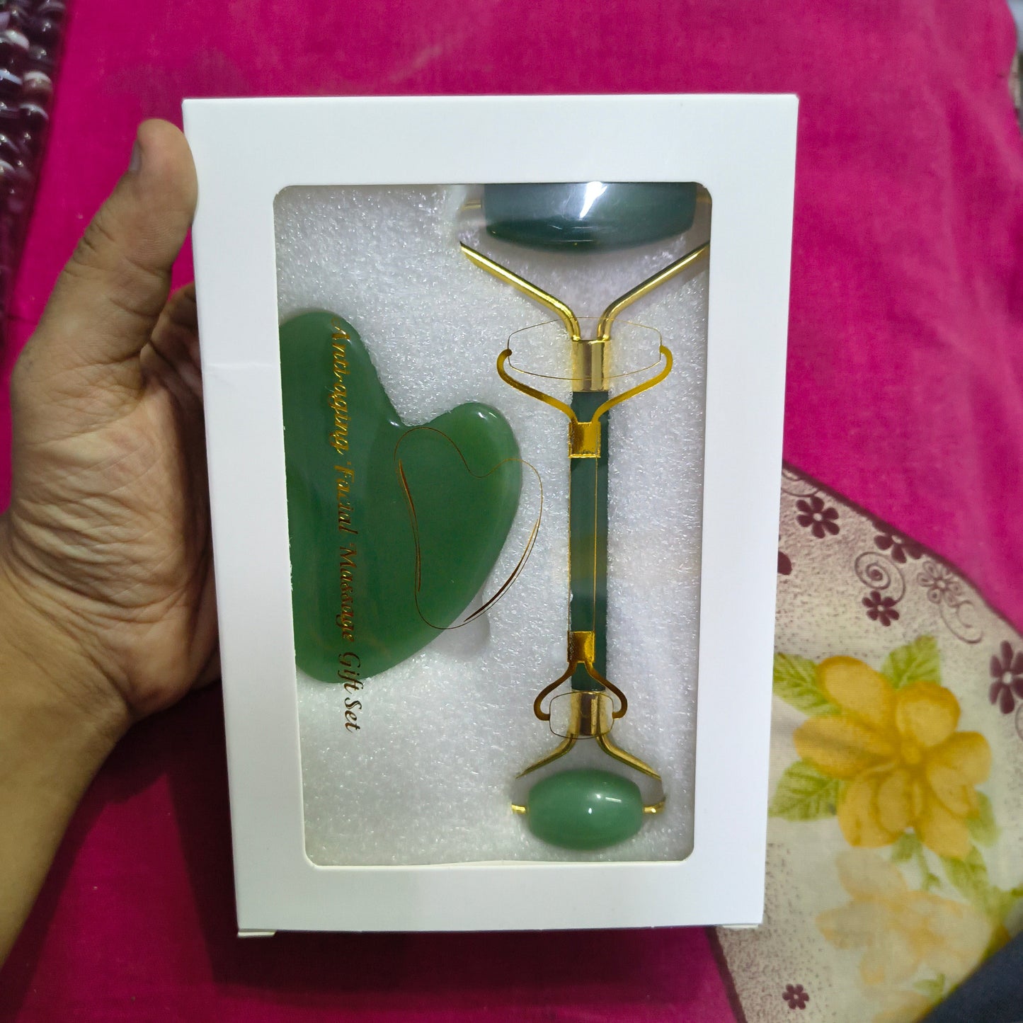 Green jade roller guasha set-Maitri Export | Crystals Store