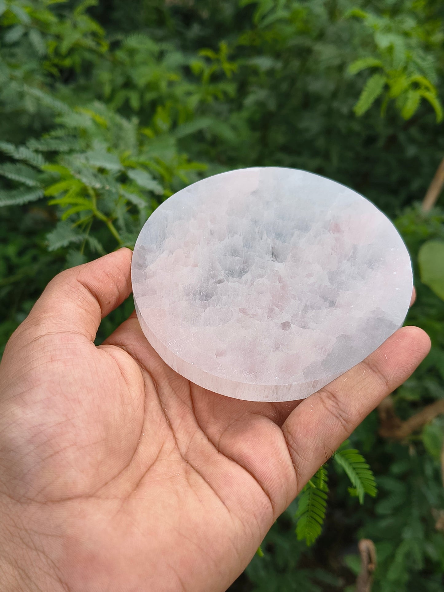 Selenite plain plates from Morocco-4 inch-Round-Maitri Export | Crystals Store