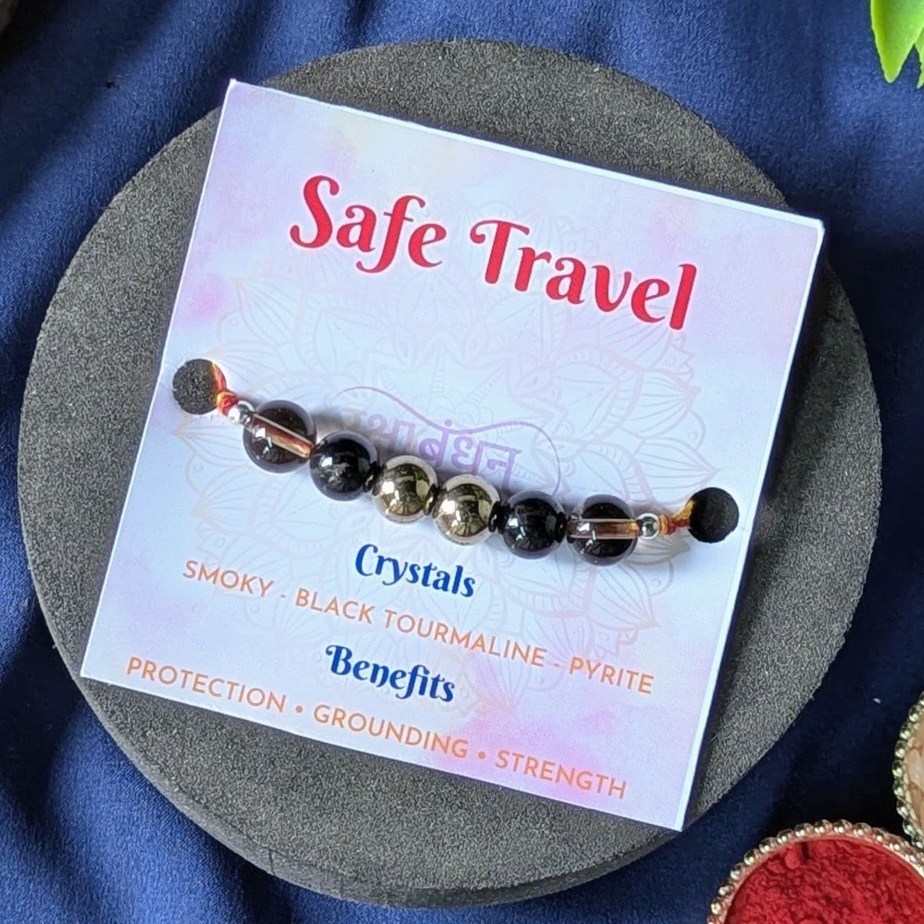 Purpose rakhi with benefit card-Safe travel-Maitri Export | Crystals Store
