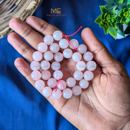 12mm natural crystal healing stone loose beads line ( 28-30 beads per line )-Rose quartz-Maitri Export | Crystals Store