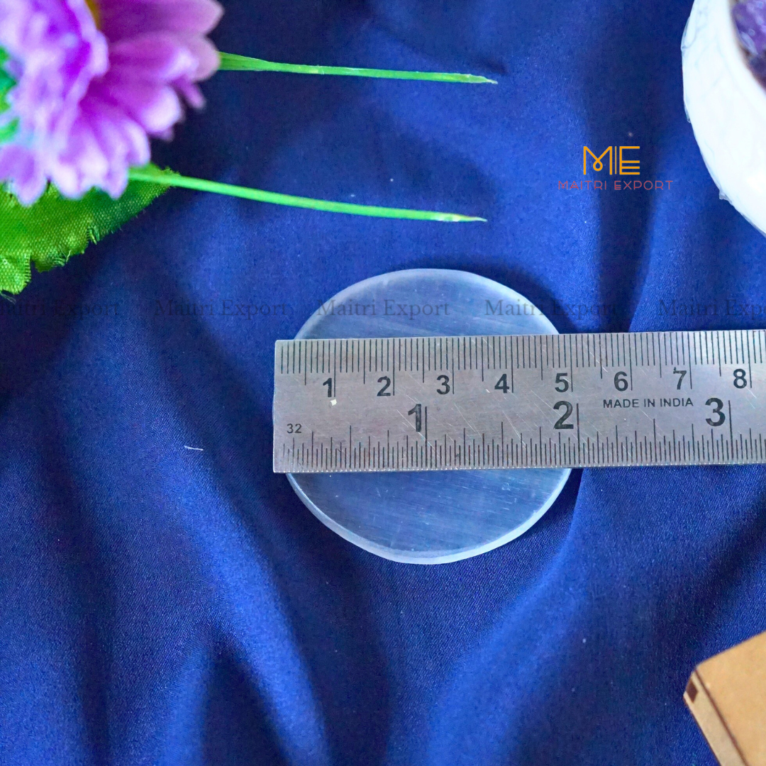 Natural selenite stone different shapes plain plate-Round-2 Inch-Maitri Export | Crystals Store