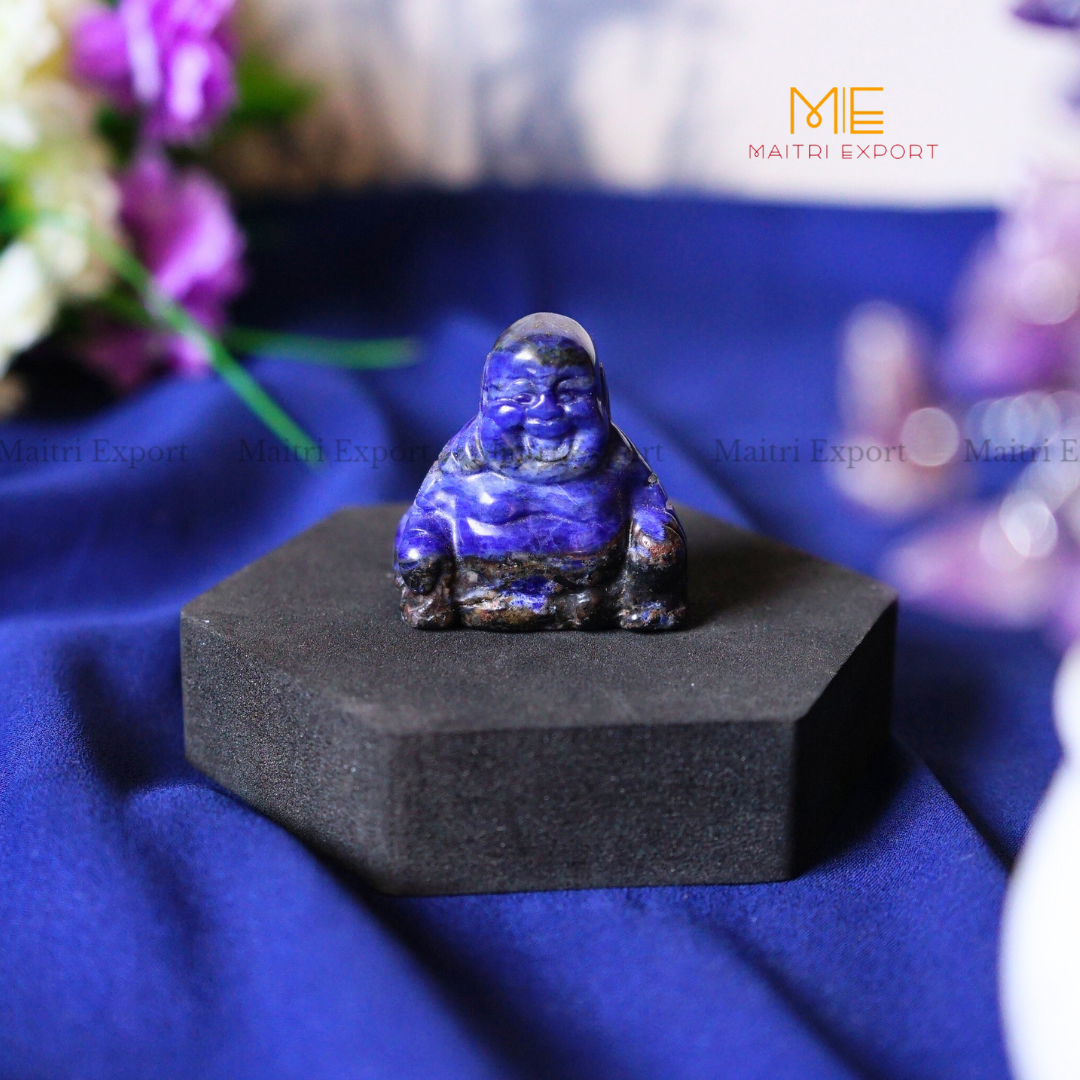 1.5 Inch Laughing Buddha Natural Crystal Handcrafted Figurine / Carving-Sodalite-Maitri Export | Crystals Store