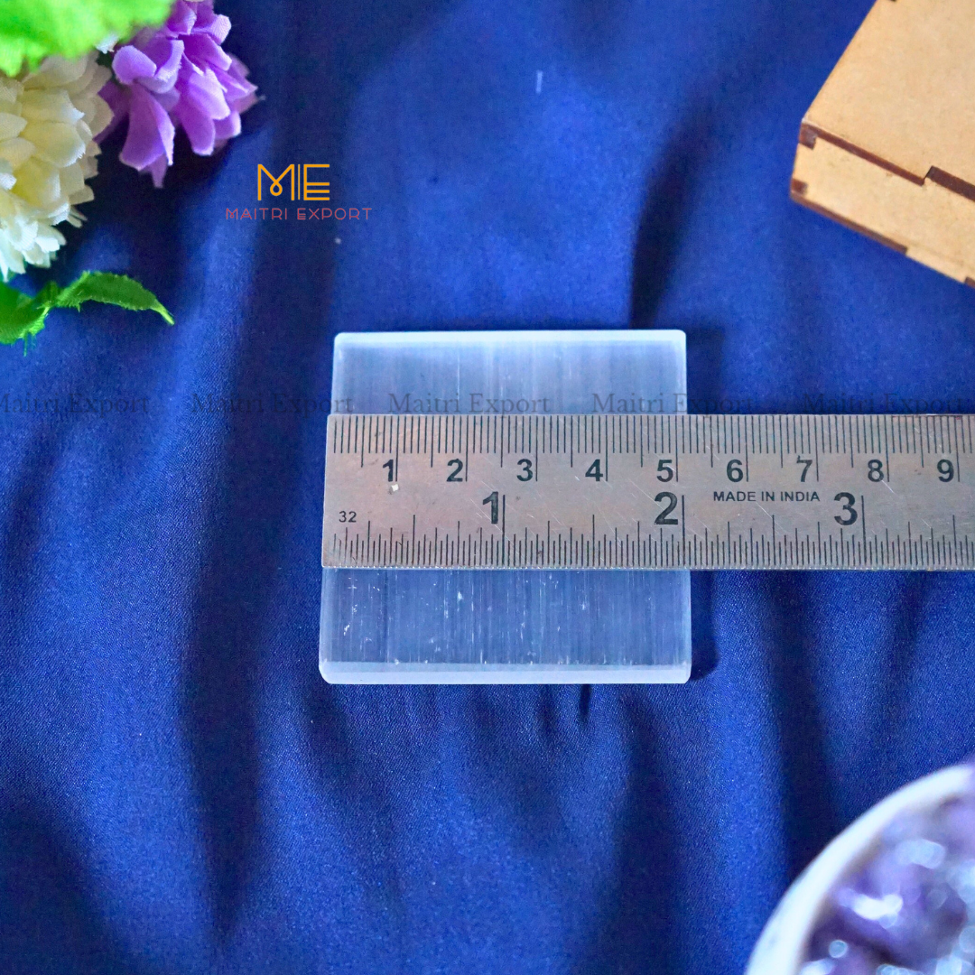 Natural selenite stone different shapes plain plate-Square-2 Inch-Maitri Export | Crystals Store