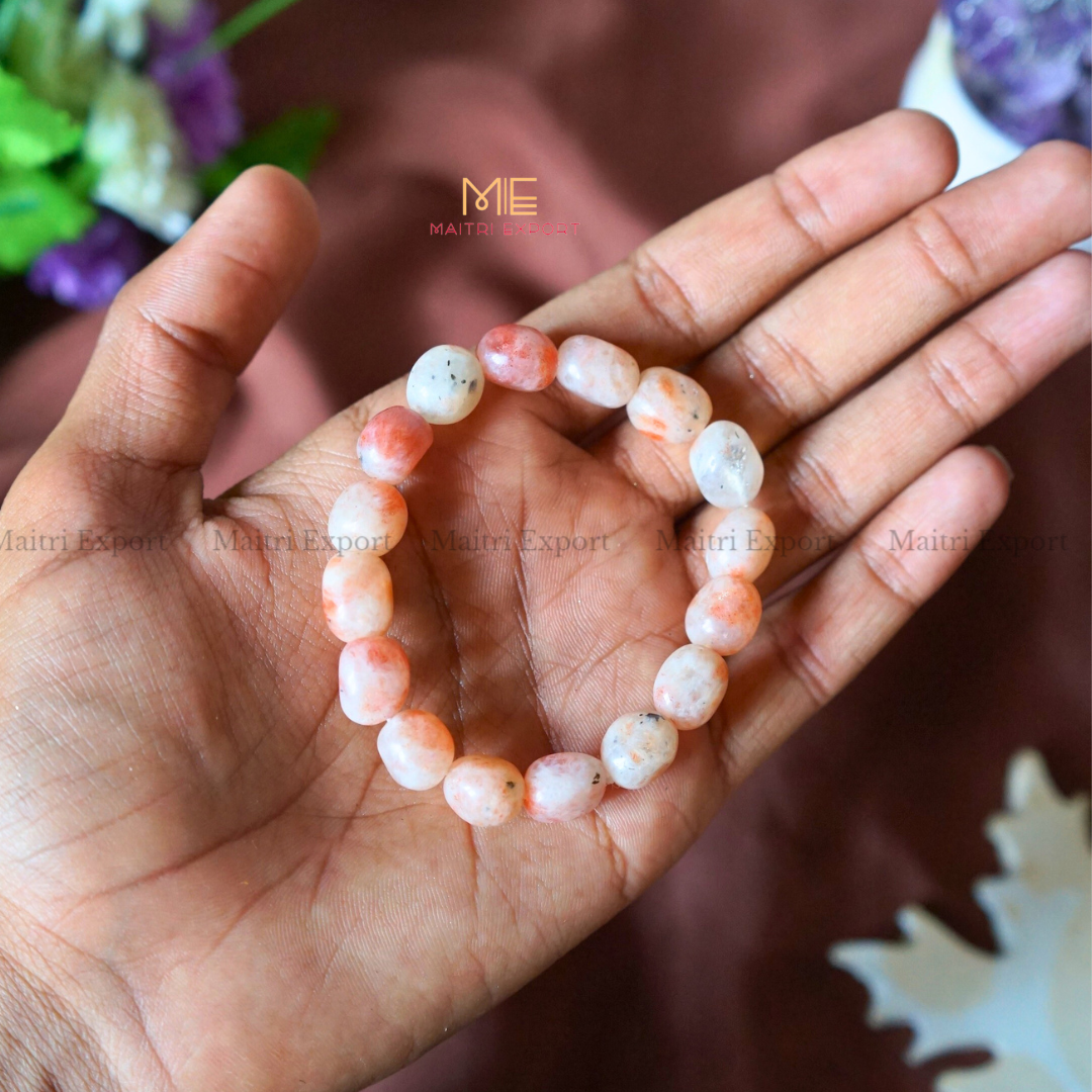 Small Tumble Crystal Beads Bracelet-Sunstone-Maitri Export | Crystals Store