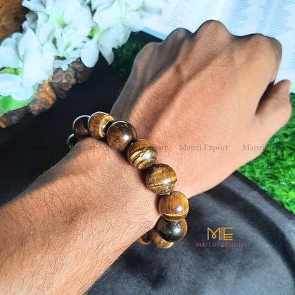 Tiger eye 14mm beads bracelet-Maitri Export | Crystals Store