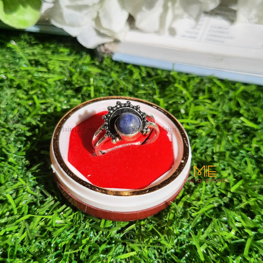 Natural Healing Crystal Gem Quality Stone Moon Shaped Adjustable Rings-Maitri Export | Crystals Store