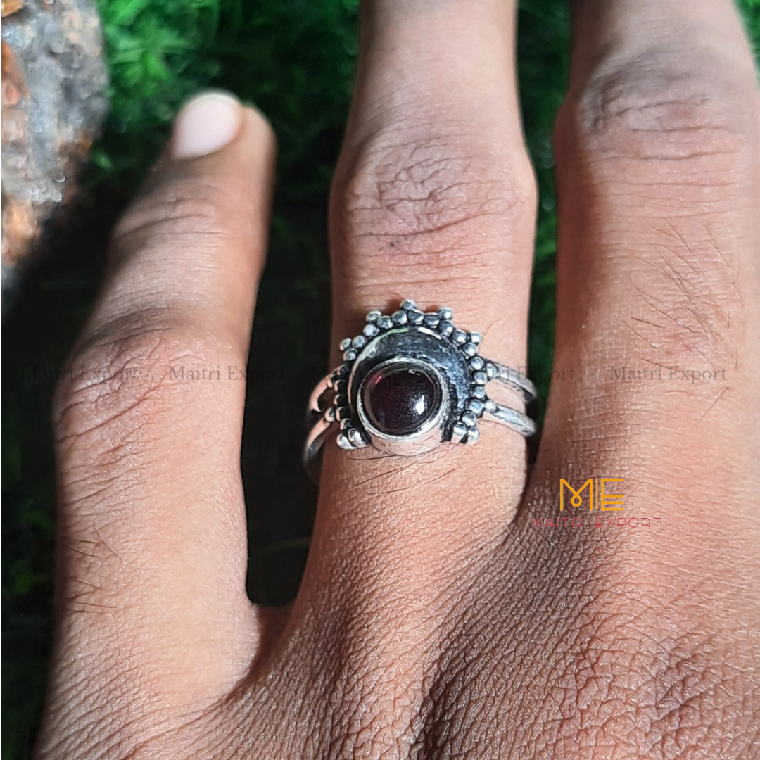 Natural Healing Crystal Gem Quality Stone Moon Shaped Adjustable Rings-Maitri Export | Crystals Store