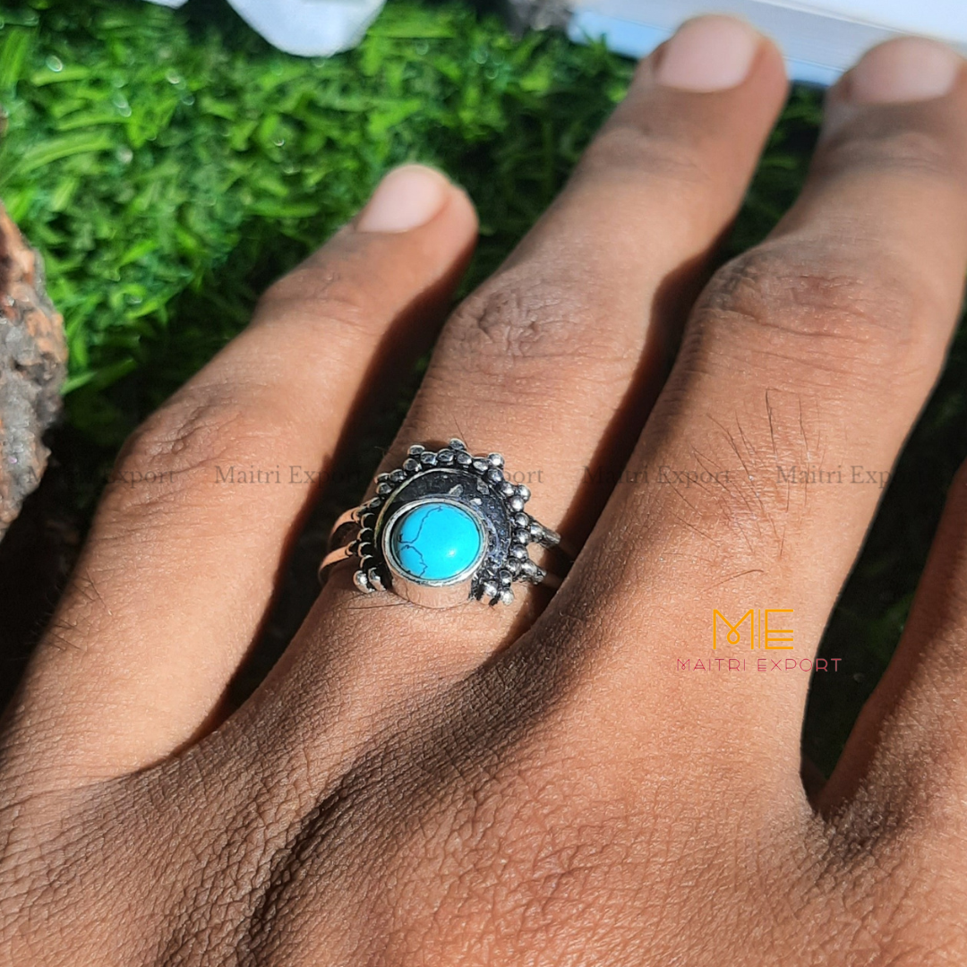 Natural Healing Crystal Gem Quality Stone Moon Shaped Adjustable Rings-Maitri Export | Crystals Store