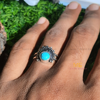Natural Healing Crystal Gem Quality Stone Moon Shaped Adjustable Rings-Maitri Export | Crystals Store