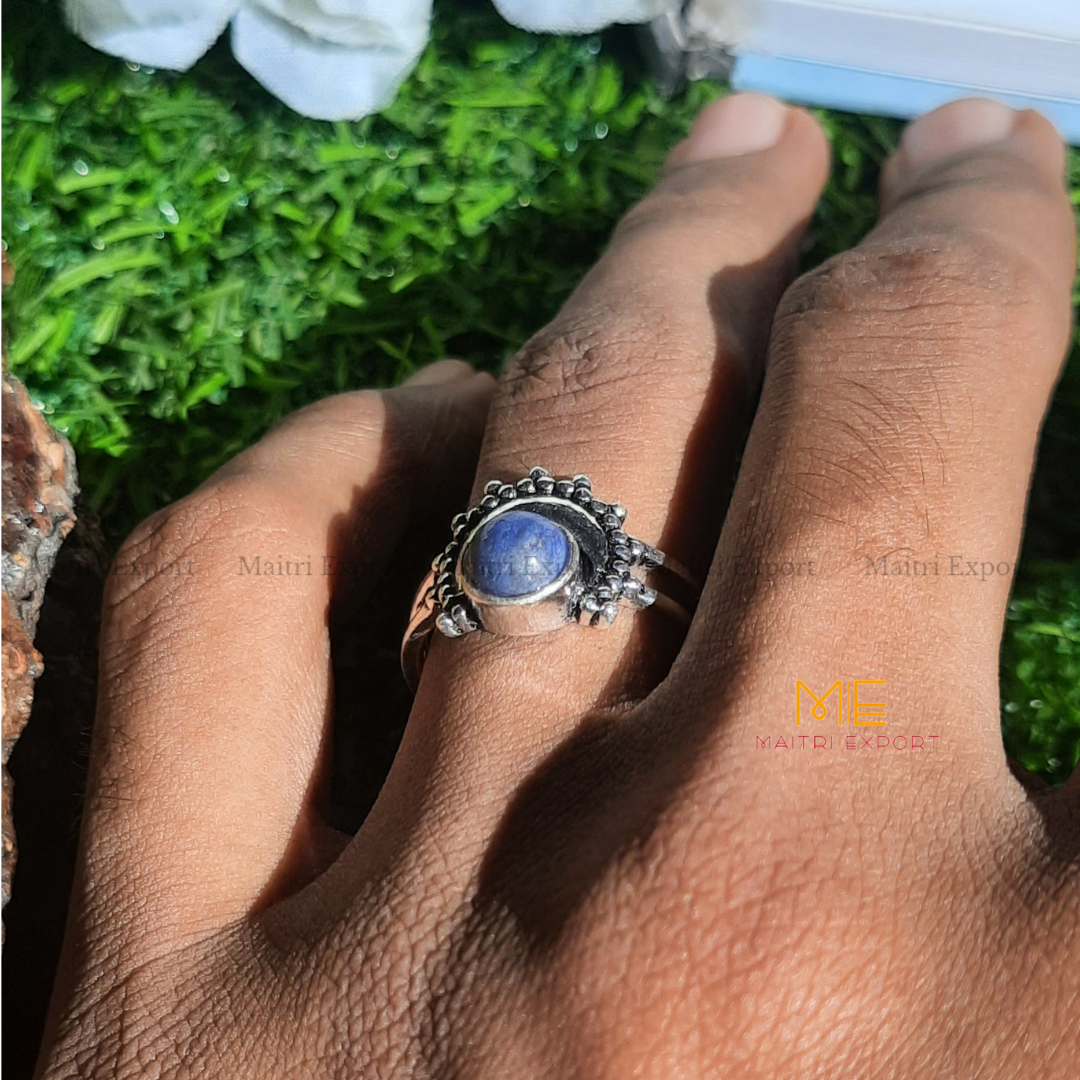 Natural Healing Crystal Gem Quality Stone Moon Shaped Adjustable Rings-Maitri Export | Crystals Store
